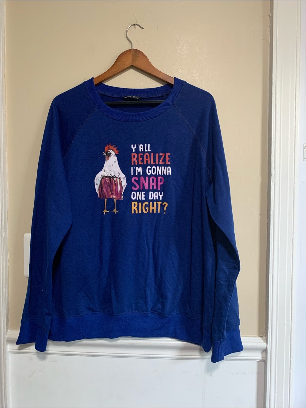 Blue Graphic Crewneck Sweatshirt - Women's Sweater